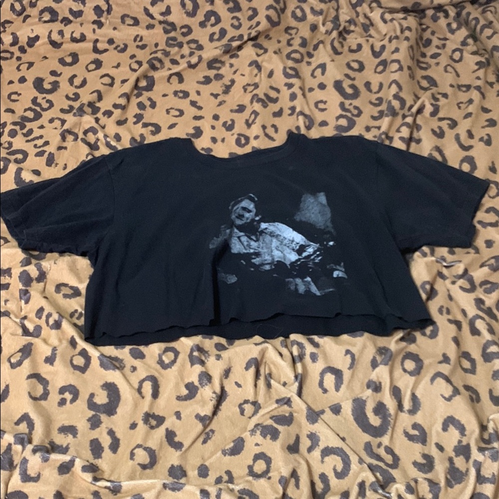 Black Graphic Crop Top